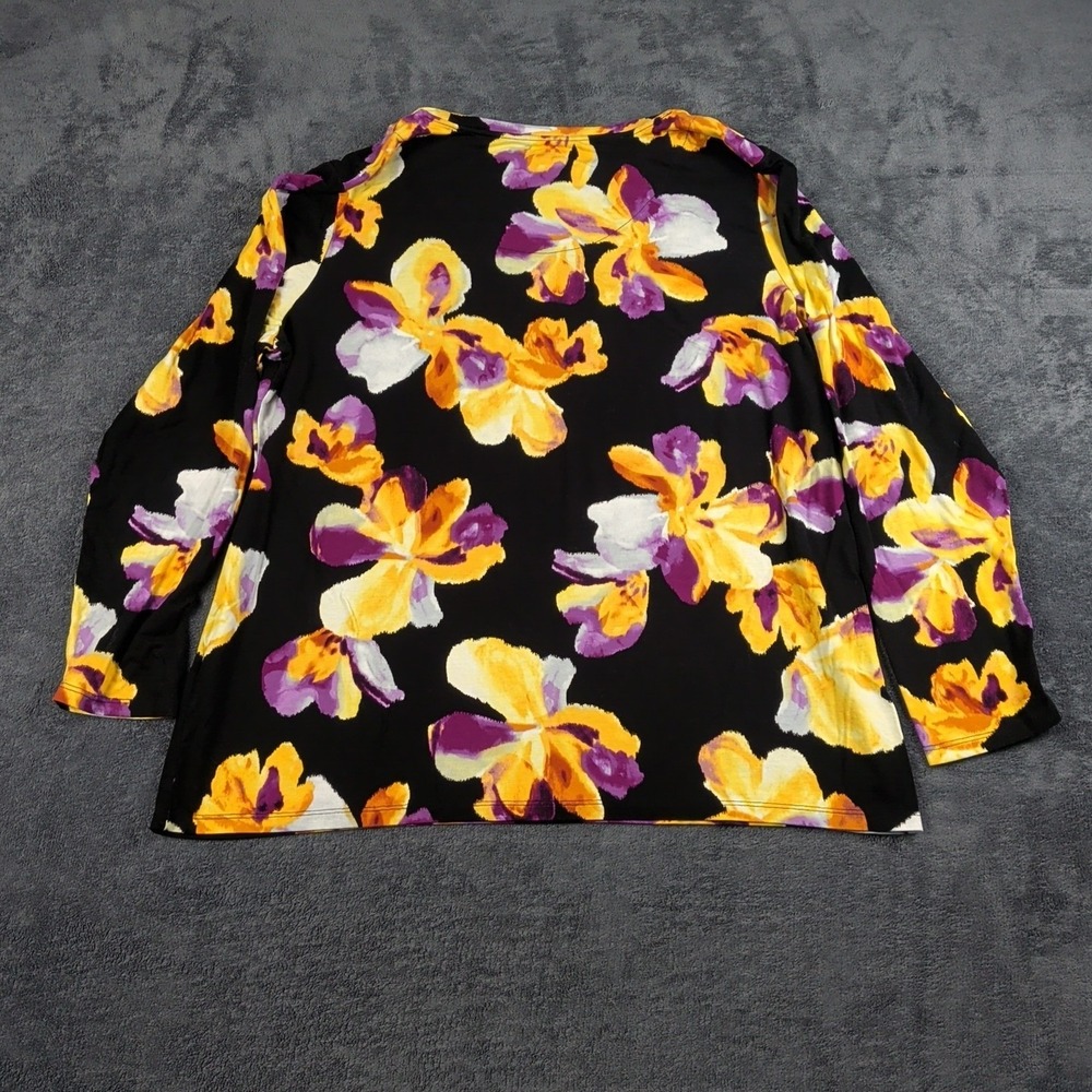 CHICOS Blouse Womens Size 1 / Medium Top Floral Art To Wear White Blue - Picture 3 of 4